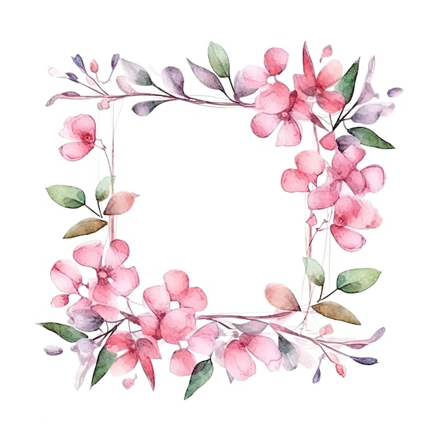 Coroa de flores em aquarela Ilustração AI Generative