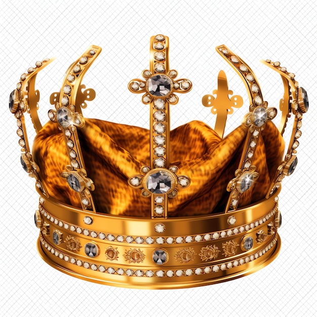 Coroa de ouro real de um rei em fundo branco 3d renderização de luxo coroa de ouro do rei real