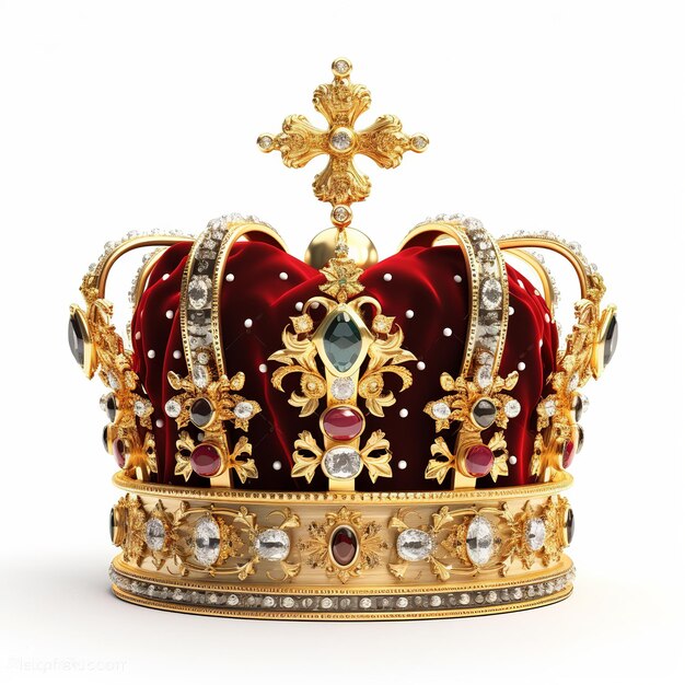 Coroa de reis clássica isolada em um fundo branco Generative Ai