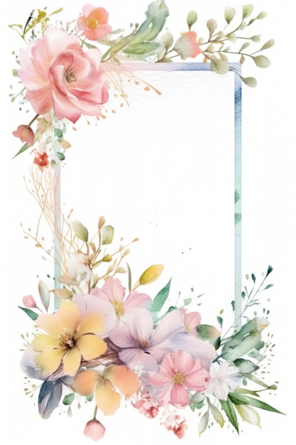Coroa floral em aquarela Ilustração pintada à mão sobre fundo branco para o seu texto