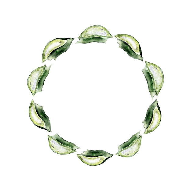 Corona de acuarela hecha de hojas de aloe vera recién cortadas