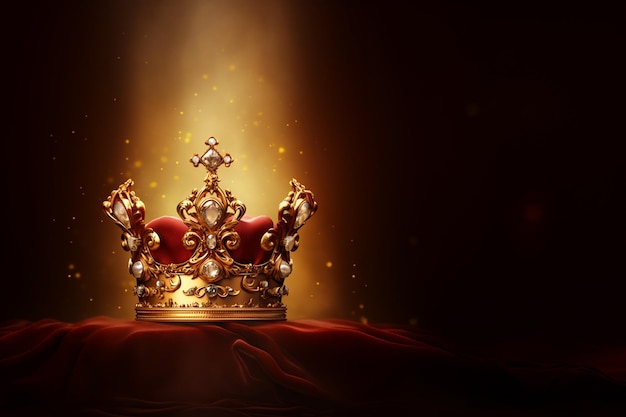 corona arafed en un paño rojo con un fondo dorado generativo ai