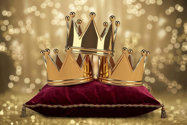 una corona con brillos de oro y plata en la parte superior