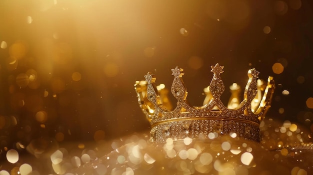 Foto una corona dorada adornada con diamantes brillantes viñeta fotografía arte pop 4k ai generativo