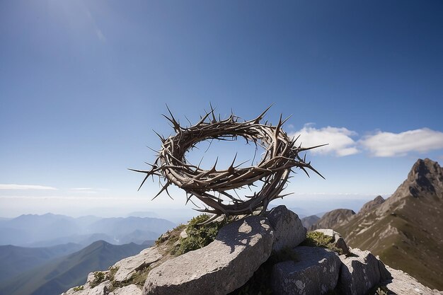 Corona de espinas en la cima de una montaña