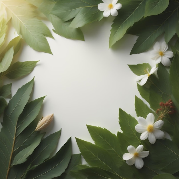 Una corona con flores y hojas en ella está enmarcada por un fondo blanco.