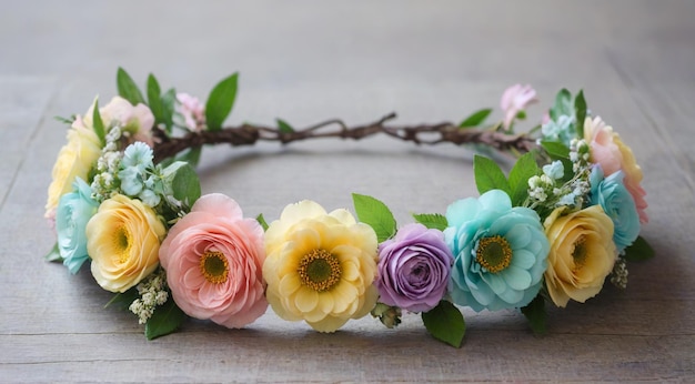una corona de flores del jardín