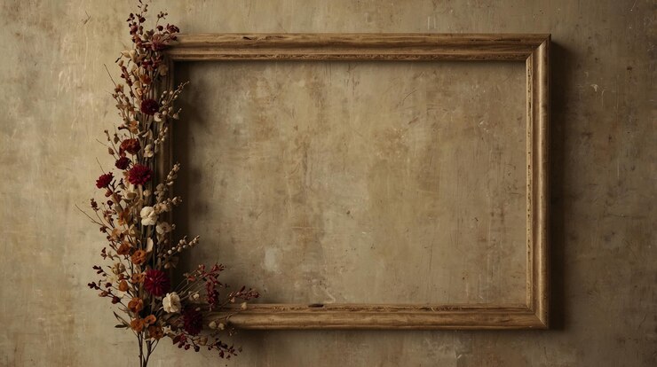 una corona con flores rojas en una pared