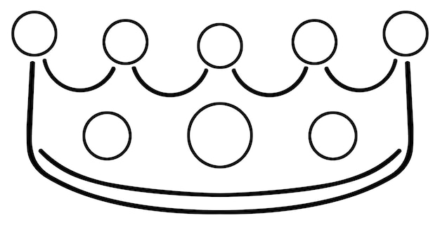 La corona del icono de la línea negra aislada en fondo blanco con la ruta de recorte