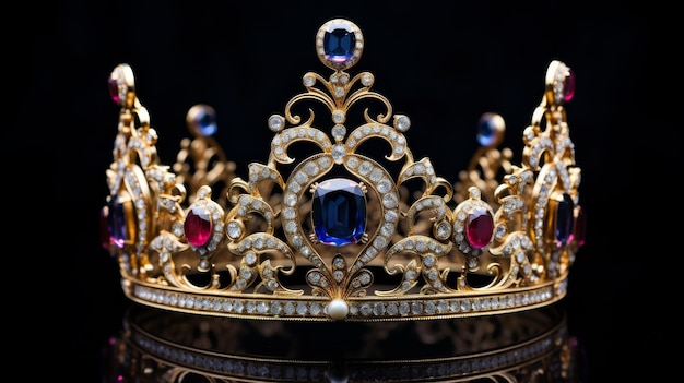 Una corona lujosa hecha a mano de oro