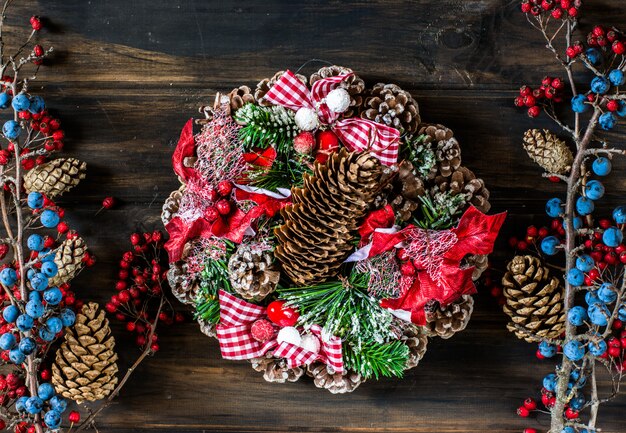 Corona de Navidad. espacio de copia de fondo de Navidad. Fondo de año nuevo.