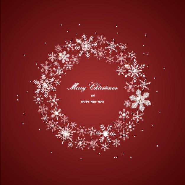 Corona de Navidad vectorial con copos de nieve