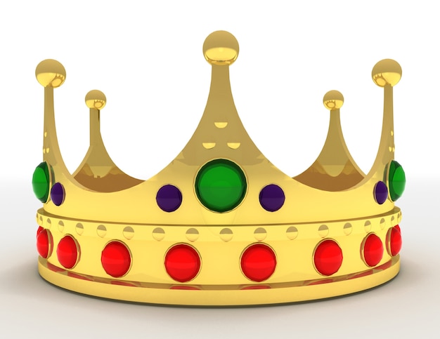 Corona de oro aislada. 3d rindió la ilustración