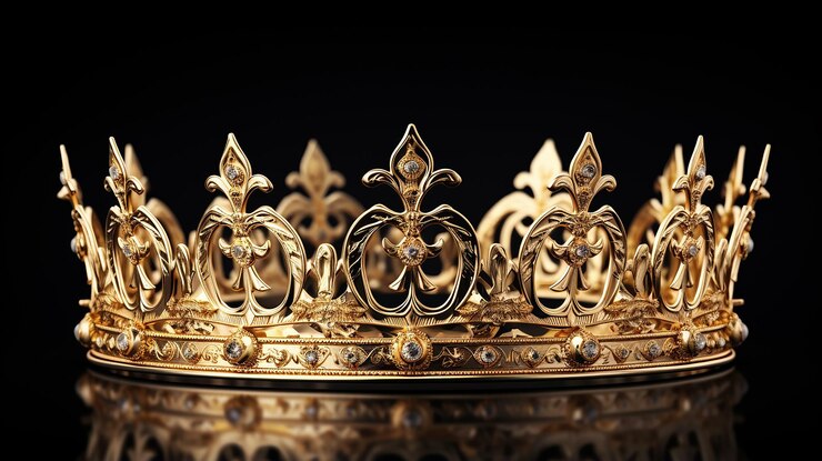 corona de oro de diseño elegante aislada sobre fondo negro