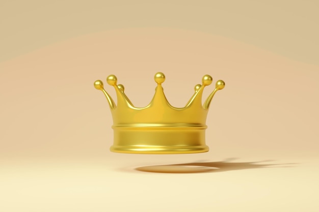 Foto corona de oro fondo marrón render 3d