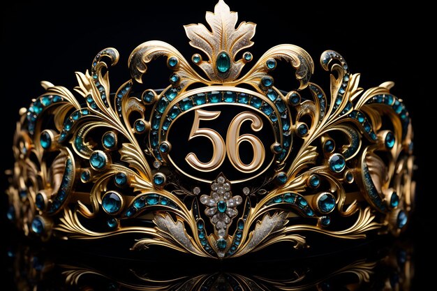 una corona de oro con el número 55