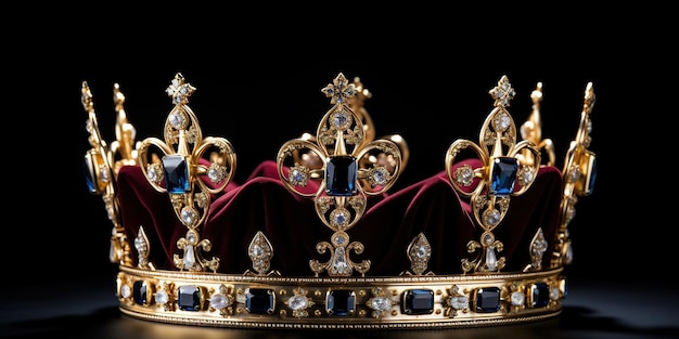 La corona real de la coronación aislada sobre un fondo negro