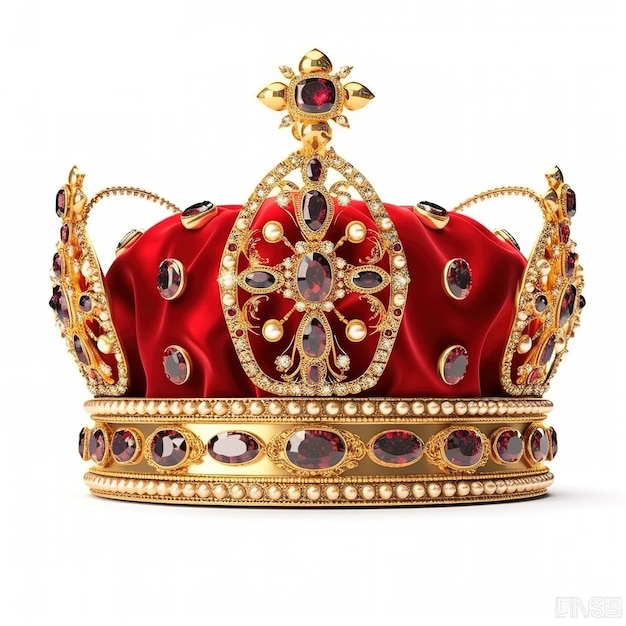 Corona real dorada aislada sobre fondo blanco Generativo ai