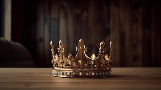 Corona real de oro en la mesa