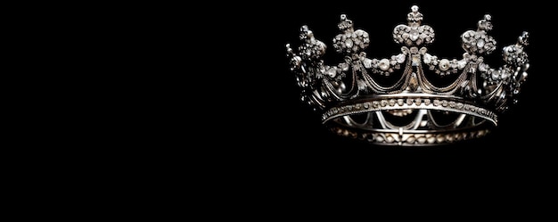 Corona real de plata sobre un fondo oscuro que evoca fantasía e imágenes medievales Concepto de fantasía Imágenes medievales Tema de coronas reales Accesorios de plata fondos oscuros