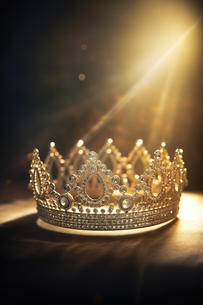Una corona sobre un fondo oscuro con la palabra reina