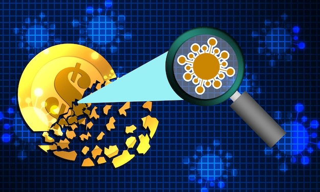 Corona-Virus COVID19 zerschmettert die Goldmünze