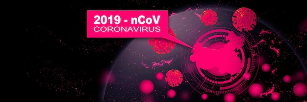 Corona-Virus-Krise auf der ganzen Welt. 3D-Darstellung