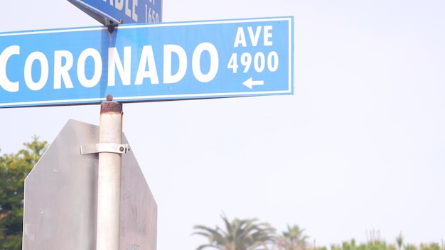 Coronado Island Street Road Sign California City Usa touristischer Küstenort