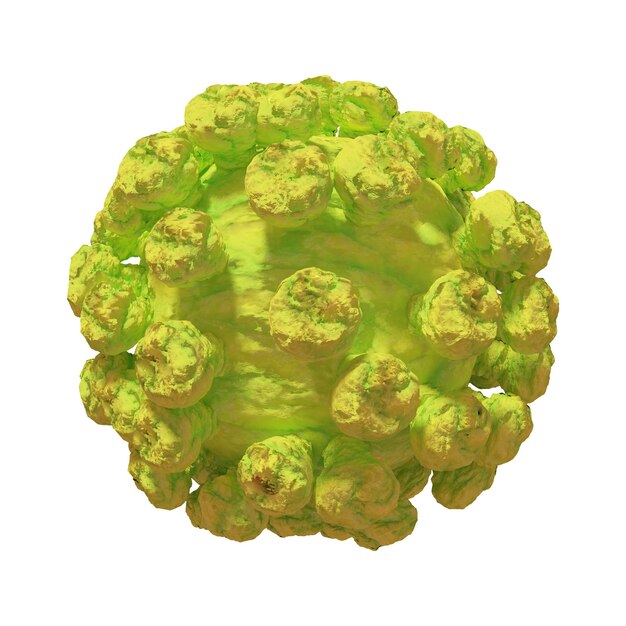 Coronavirus 2019-nCov novo conceito de coronavírus responsável pelo surto de gripe asiática e coronavírus influenza como casos de cepa de gripe perigosa como uma pandemia. Vírus do microscópio close-up. Renderização 3D.