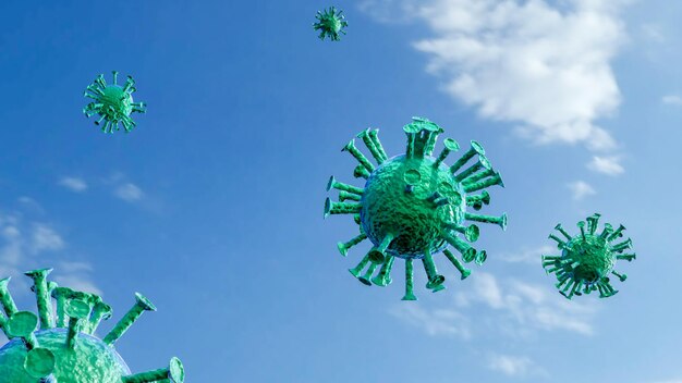 Coronavirus 2019nCov neuartiges Coronavirus-Konzept, das für Grippeausbrüche und Coronaviren Influenza als gefährliche Grippestämme als Pandemie verantwortlich ist Mikroskopvirus Nahaufnahme 3D-Rendering