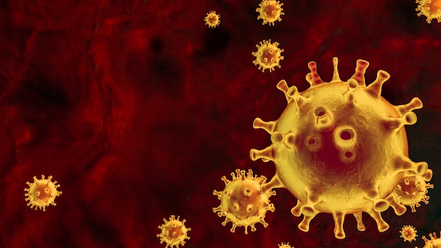 Coronavirus amarillo con 3d rojo