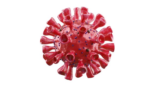 Coronavirus-Ausbruch, mikroskopische Ansicht von Influenzavirus-Zellen. 3D-Darstellung