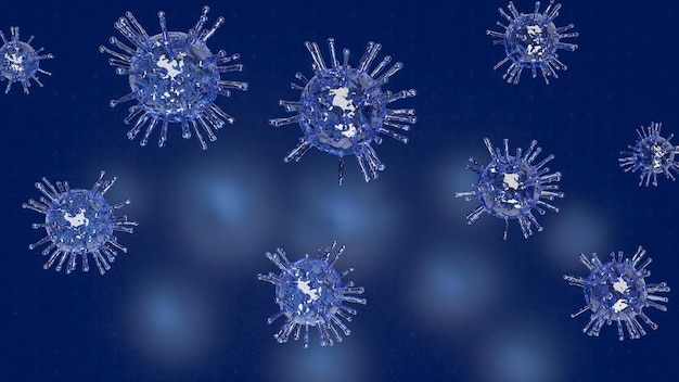 El coronavirus para el concepto científico o médico de renderización en 3D