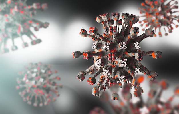 Foto coronavirus covid 19.3d illustration von infektiösen viren und bakterien.