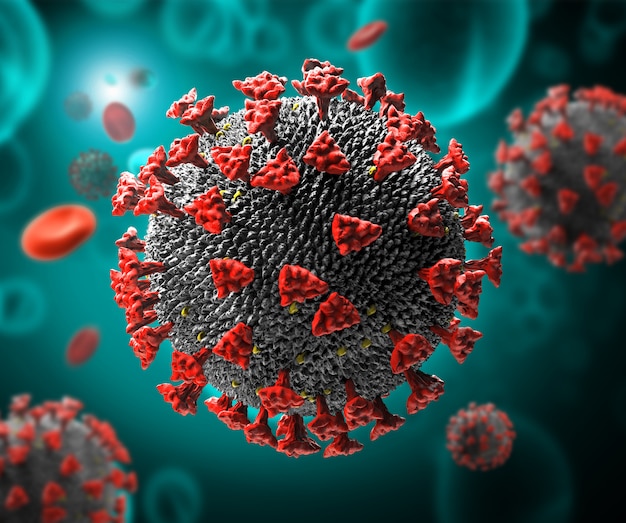 Coronavirus covid-19 atacando los glóbulos rojos en el cuerpo humano