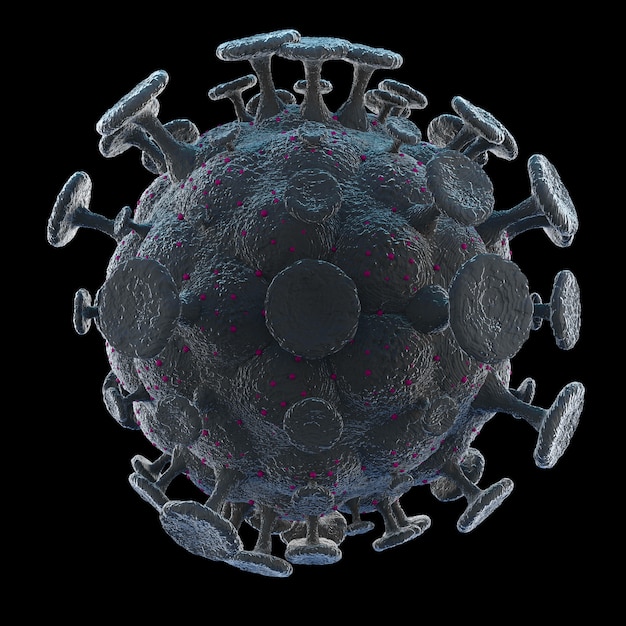 Coronavirus COVID-19 sob o microscópio, célula da doença de Coronavirus Covid-19, ilustração 3d