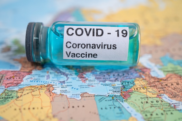 Coronavirus Covid19-Impfstoff auf Afrika-Kartenentwicklung medizinisch