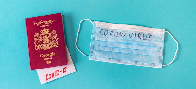 Coronavirus das Konzept eines Flugverbots zwischen Ländern. Internationaler Pass. Selektiver Fokus. Georgia