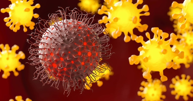 Coronavirus dentro del brote de gripe del cuerpo humano o gripe por coronavirus