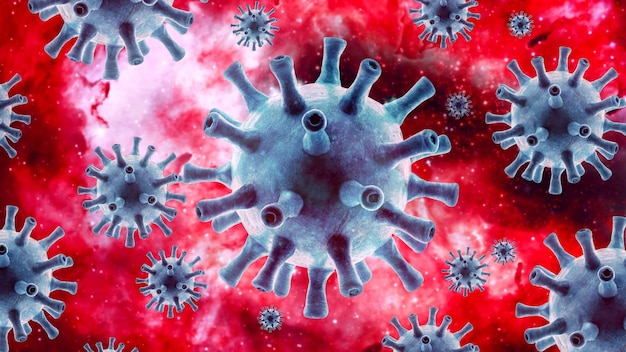 Coronavirus-Hintergrund SARSCoV2-Corona- oder Influenzavirus im globalen Coronavirus-Ausbruch der Zelle und COVID19-Pandemie