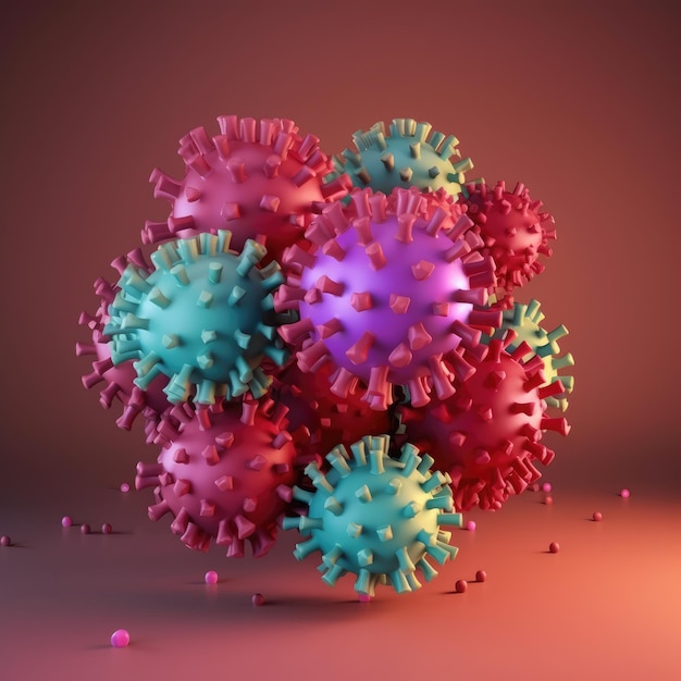 Coronavirus influenza 3d renderiza ai generativa