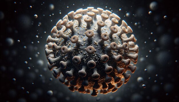 Coronavirus-Konzept in 3D-Mikroskopfotografie Design für wissenschaftliche Nachrichten und medizinischen Hintergrund