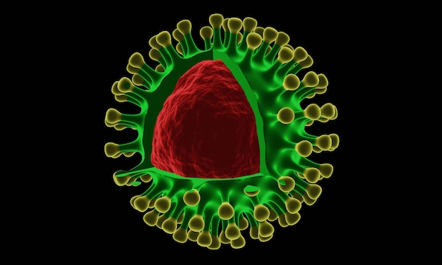 Coronavirus-Krankheit COVID-19-Infektion medizinische Illustration China-Pathogen respiratorische Influenza Covid-Viruszellen Neuer offizieller Name für Coronavirus-Kranke mit dem Namen COVID-19 3D-Rendering