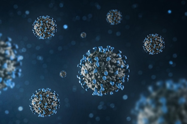 Coronavirus Microscopio virus primer plano renderizado 3d