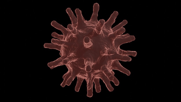 Coronavirus-Modell auf Schwarz. Covid-19 3D-Illustration