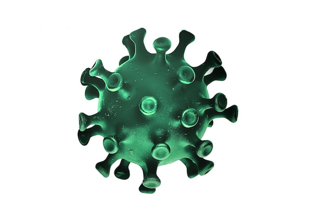 Coronavirus-Modell isoliert auf weißem Hintergrund, Mikrovirus-Foto