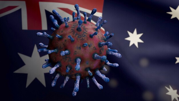 Coronavirus schwebt über australischer Flagge