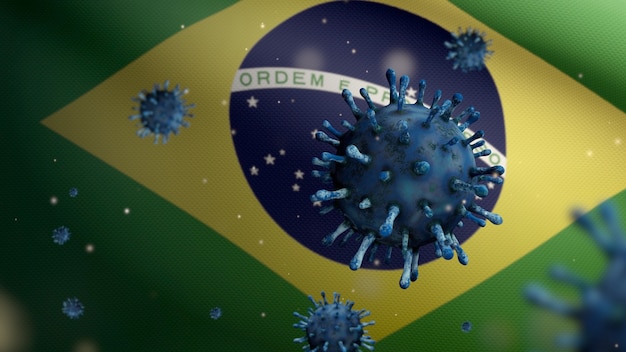 Coronavirus schwebt über der brasilianischen Flagge