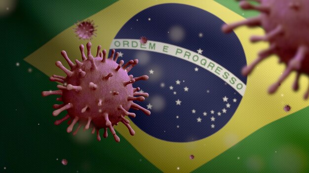 Coronavirus schwebt über der brasilianischen Flagge