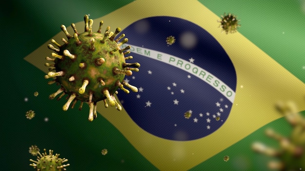 Coronavirus schwebt über der brasilianischen Flagge